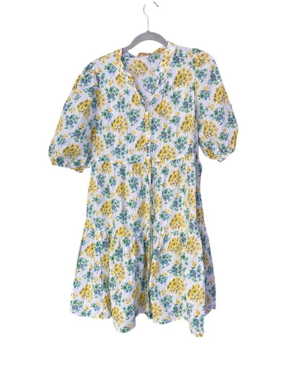 UNIQLO X PAUL & JOE Puff Sleeve Cotton Floral Tiered Dress with Pockets Size M - Picture 1 of 8